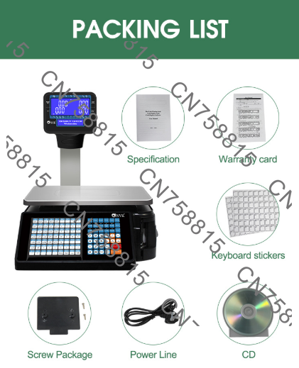 Commercial Printing Options - スーパーマーケット用電子計量機、バーコードスケール、請求書印刷機能付き、国際版、多言語対応