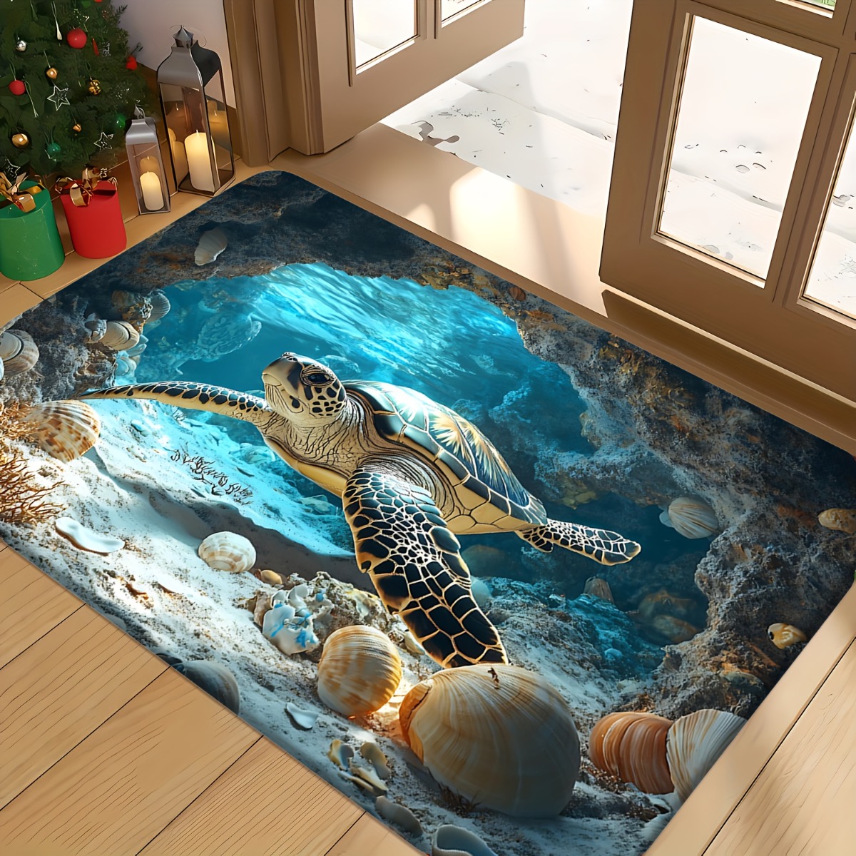 ウミガメラグベルベットフランネルプリントフロアマットオーシャ - Commercial Printing And Design のレビューと価格
