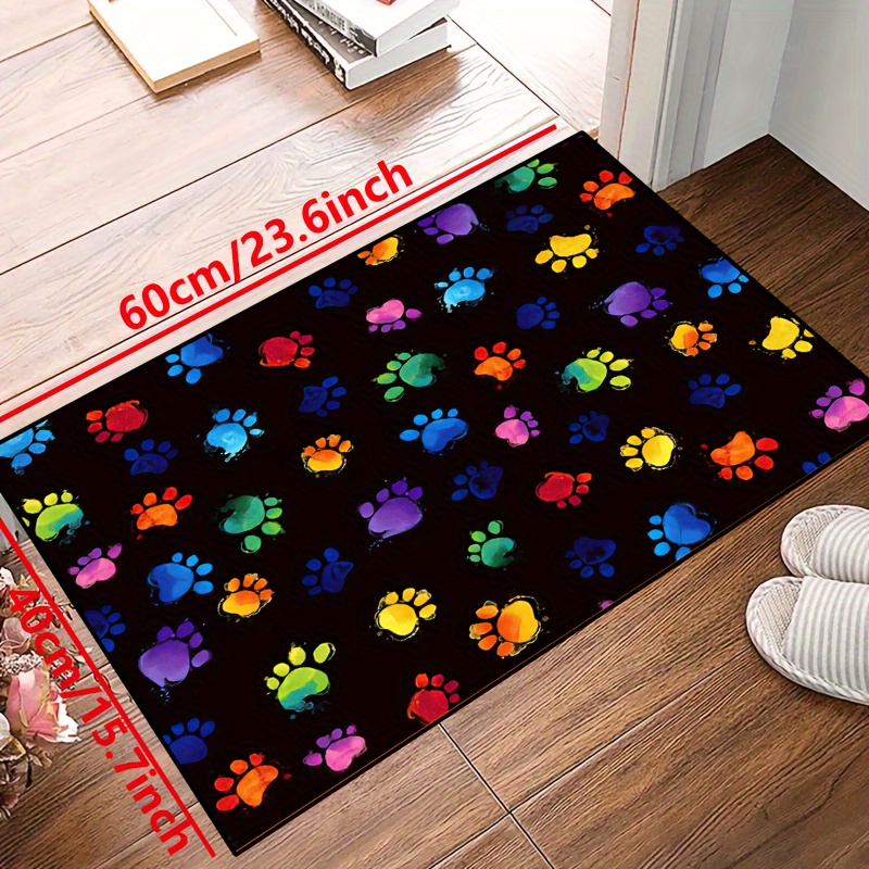 鮮やかな犬の足跡エリアマット1枚 - 滑り止め、洗濯機洗い可 - Commercial Printing And Design のレビューと価格